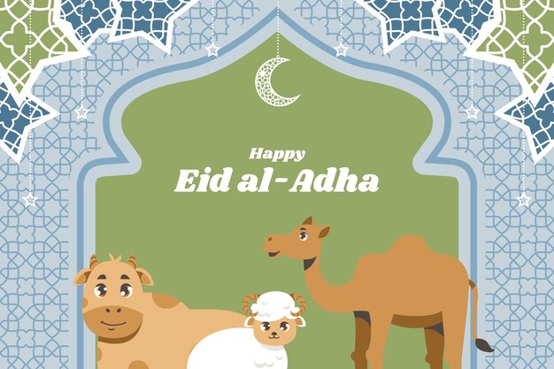 동물과 평면 eid al-adha 배경