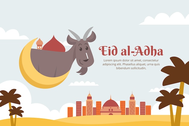 도시와 염소와 평면 eid al-adha 배경