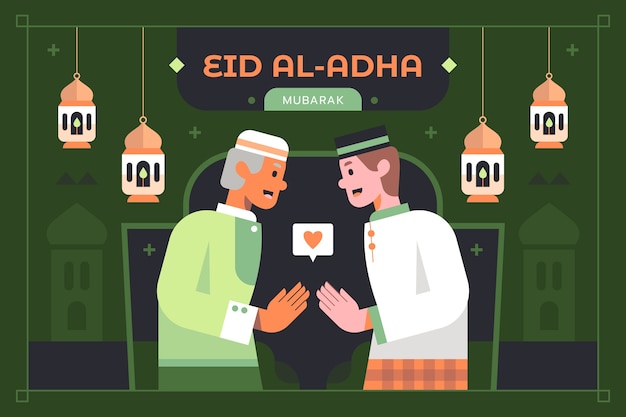 무료 벡터 플랫 eid al-adha 배경