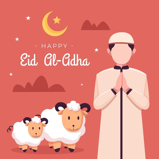 플랫 eid al-adha 축하 그림