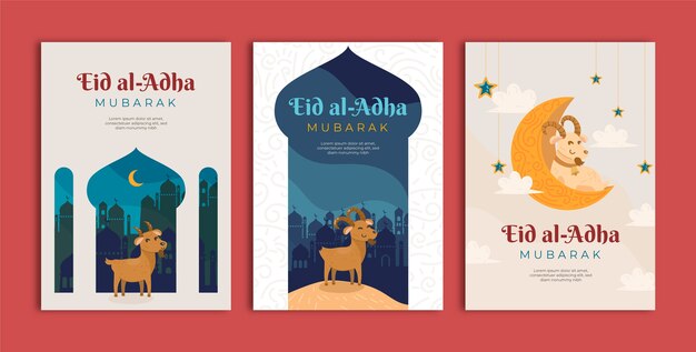 Плоская коллекция поздравительных открыток ид аль-адха