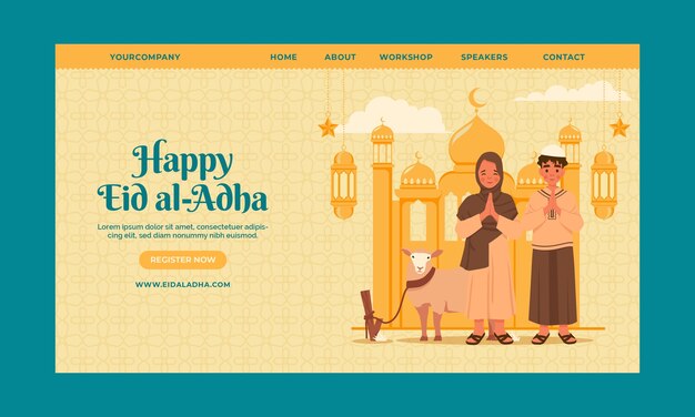 Flat eid al-adha landing page template