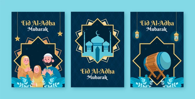 Flat eid al-adha mubarak cards collection