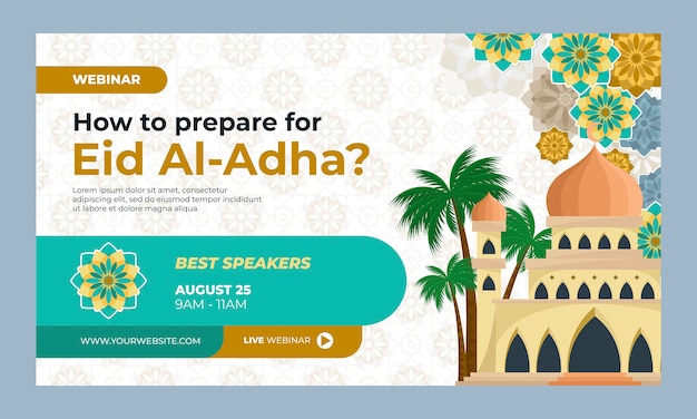 Modello di webinar piatto eid al-adha