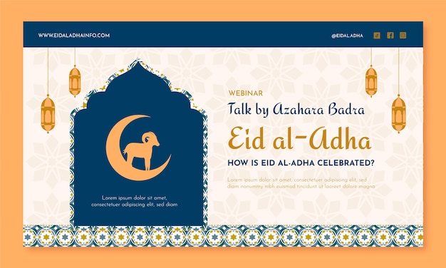 Free vector flat eid al-adha webinar template