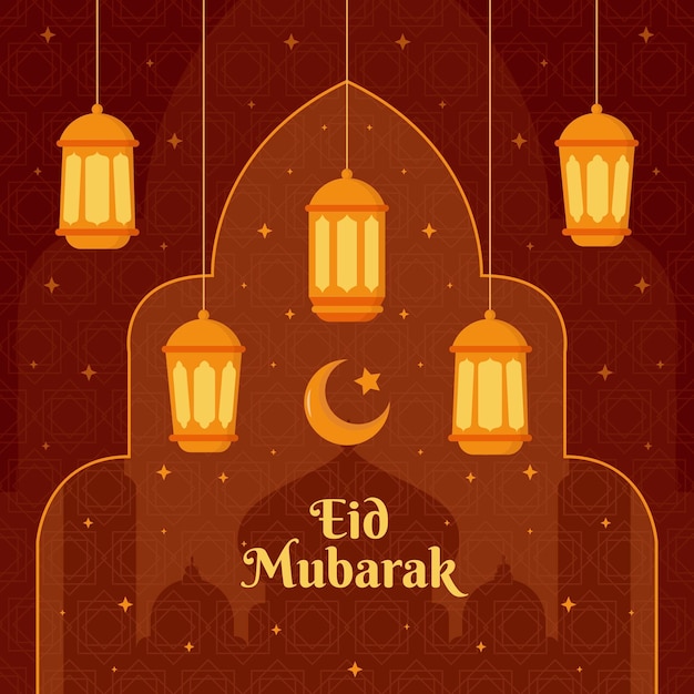 Flat eid al-fitr-eidmubarakイラスト