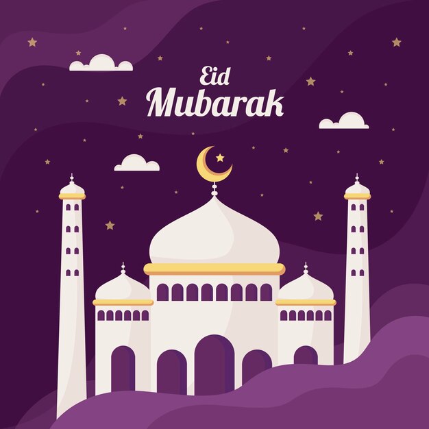 Flat eid al-fitr-eidmubarakイラスト