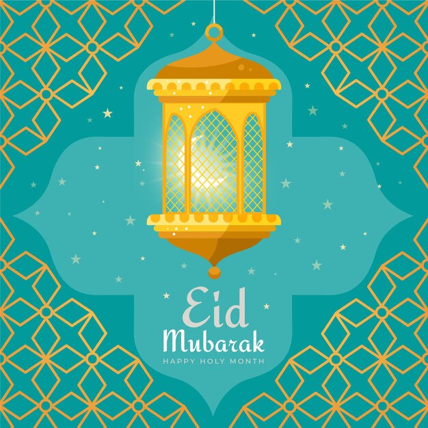 Flat eid al-fitr - eid mubarak illustration