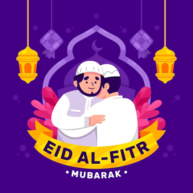 Flat eid al-fitr - eid mubarak illustration