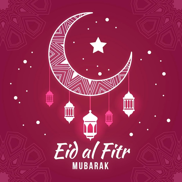 Flat eid al-fitr-eidmubarakイラスト