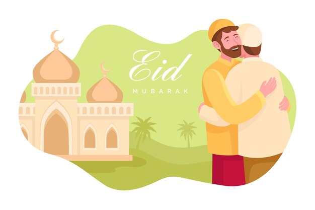 Flat eid al-fitr - eid mubarak illustration