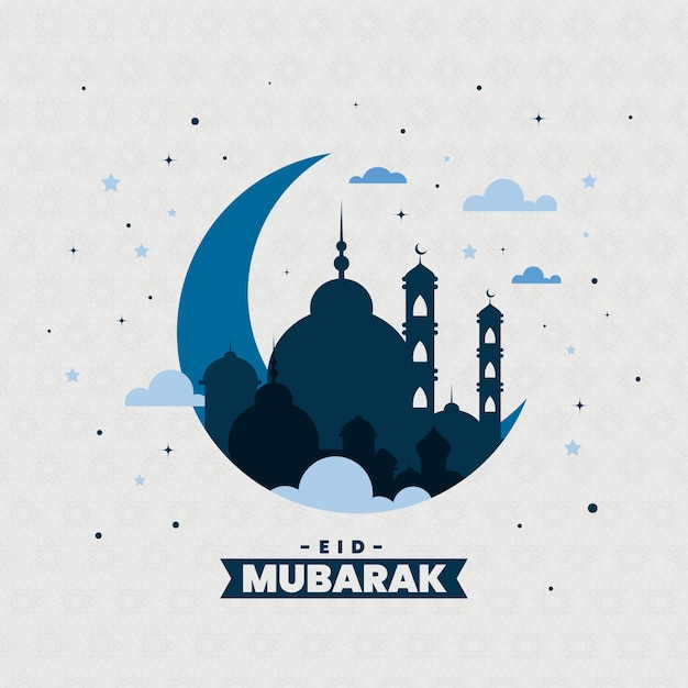 Free vector flat eid al-fitr - eid mubarak illustration