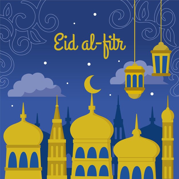 Flat eid al-fitr 일러스트