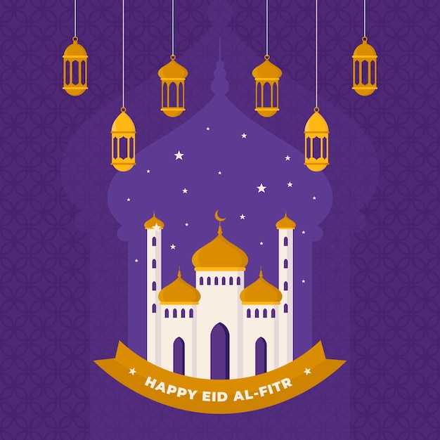 Free vector flat eid al-fitr illustration