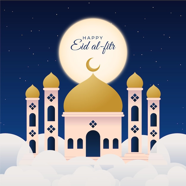 Vettore gratuito illustrazione di eid al-fitr piatta