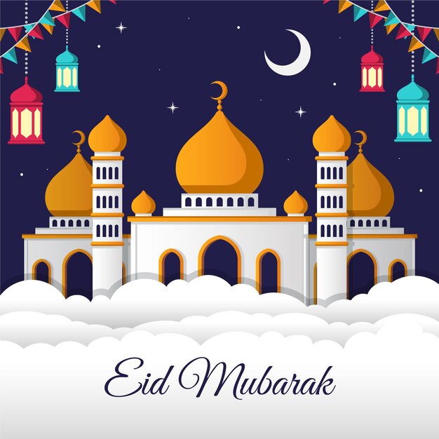 Flat eid al-fitr illustration