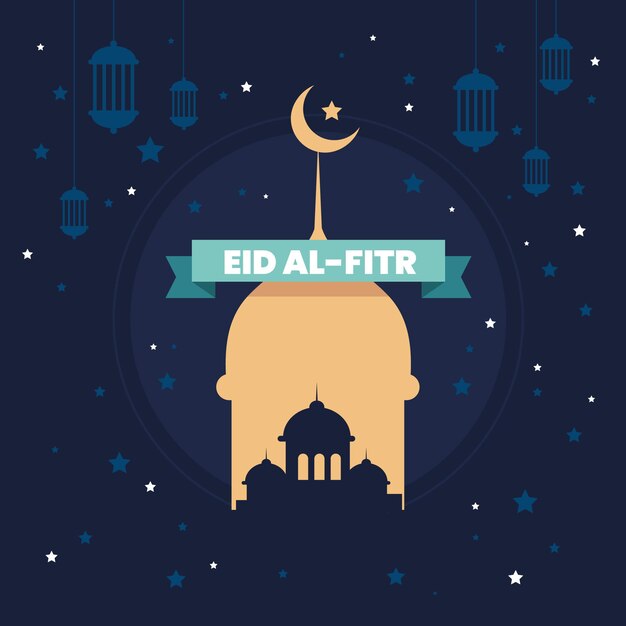 Flat eid al-fitr illustration