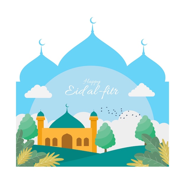 Flat eid al-fitr 일러스트