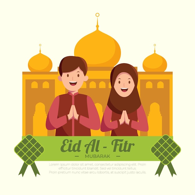 Vettore gratuito illustrazione di eid al-fitr piatta