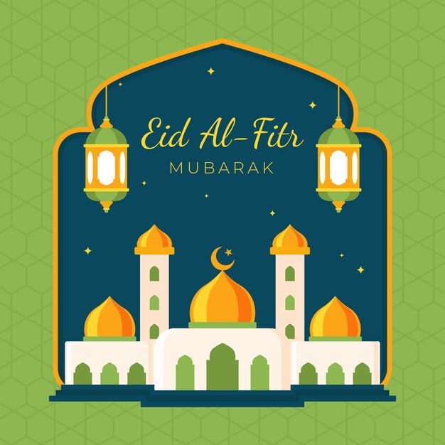 Flat eid al-fitr illustration