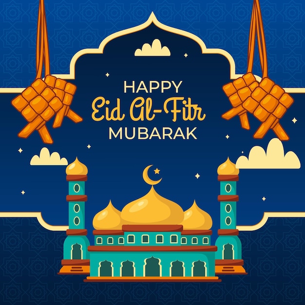 Free vector flat eid al-fitr illustration