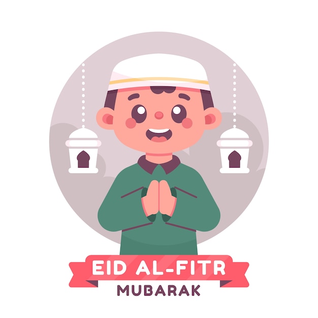 Flat eid al-fitr illustration