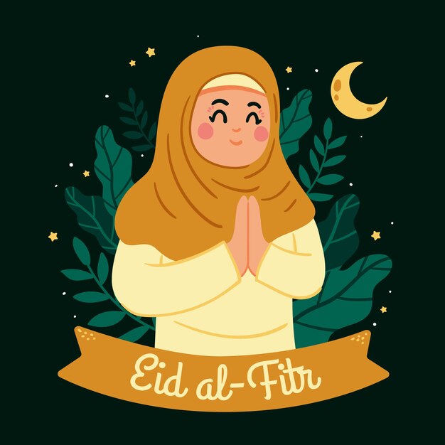 플랫 eid al-fitr 그림