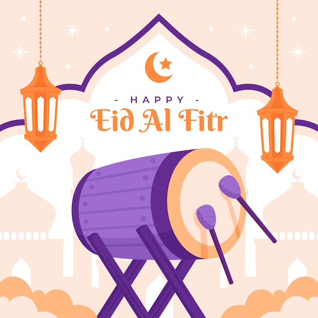 Free vector flat eid al-fitr illustration