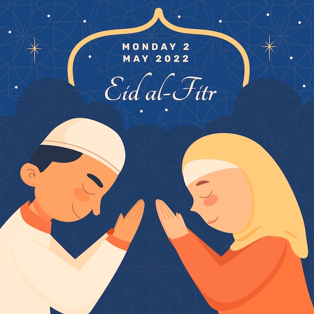 Vettore gratuito illustrazione piatta di eid al-fitr