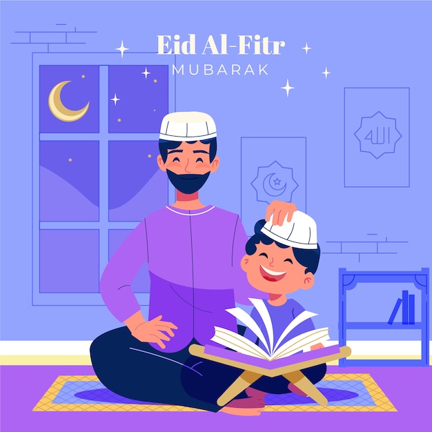 플랫 eid al-fitr 그림