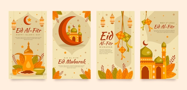 Flat eid al-fitr instagram stories collection