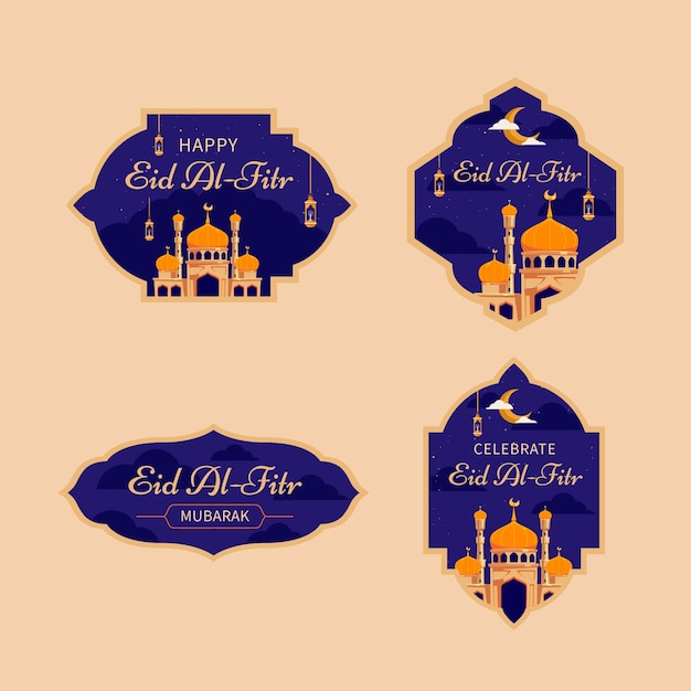 플랫 eid al-fitr 레이블 컬렉션