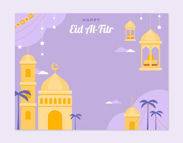 Vettore gratuito modello di fotocellula eid al-fitr piatto