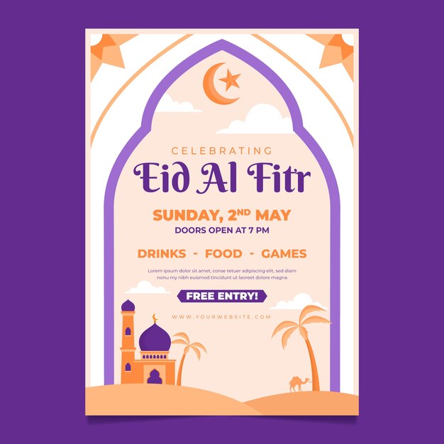 Flat eid al-fitr poster template