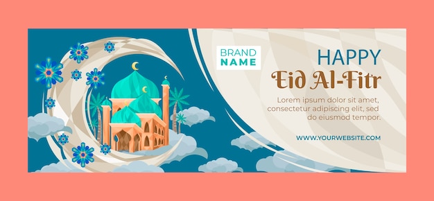 Free vector flat eid al-fitr social media cover template