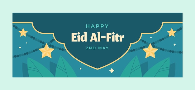 Flat eid al-fitr social media cover template