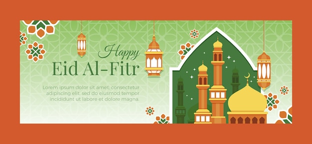 Free vector flat eid al-fitr social media cover template