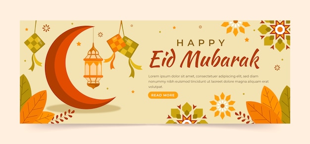 Flat eid al-fitr social media cover termplate