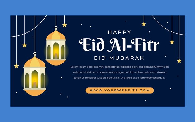 Flat eid al-fitr social media post template