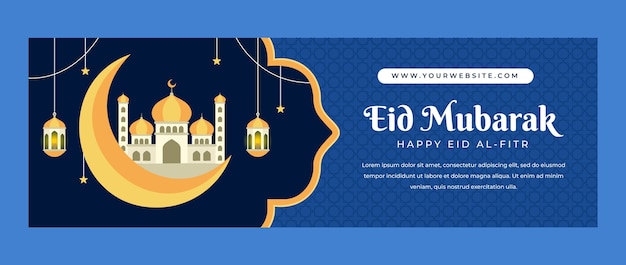 Vettore gratuito intestazione twitter piatta eid al-fitr