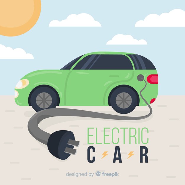 Flat electric car background