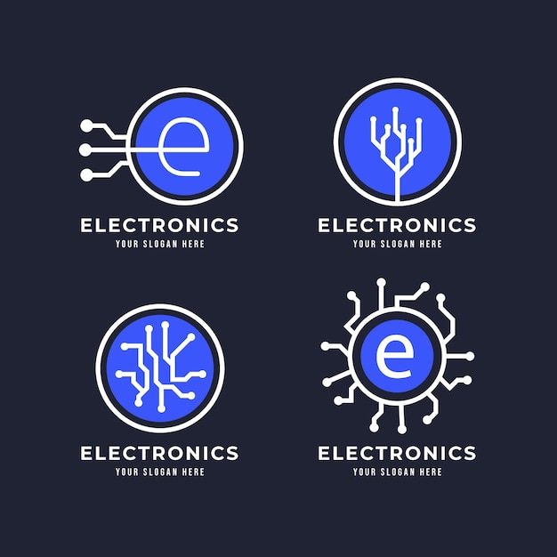 Vettore gratuito collezione di logo di elettronica piatta