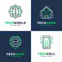 Free vector flat electronics logo design pack