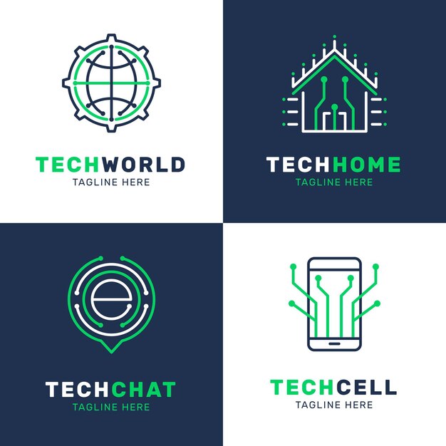 Плоский дизайн логотипа электроники