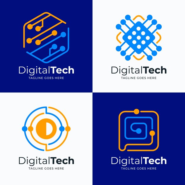 Flat electronics logo templates
