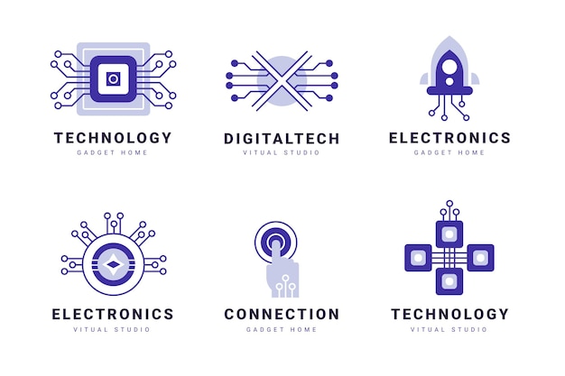Плоские шаблоны логотипов электроники