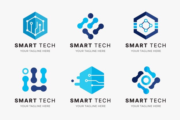 Flat electronics logos collection