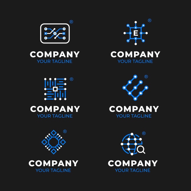 Flat electronics logos collection