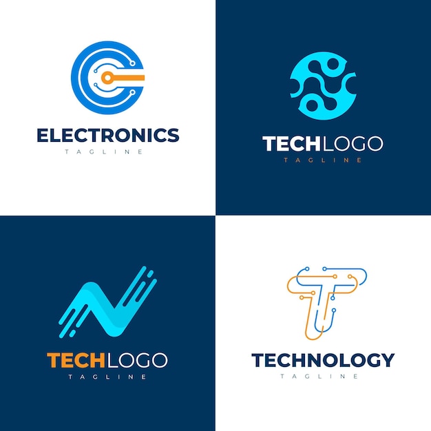 Набор логотипов плоской электроники