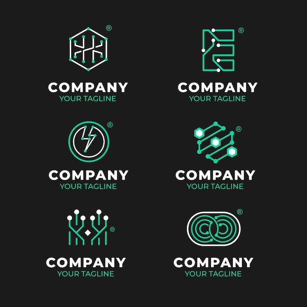 Free vector flat electronics logos set